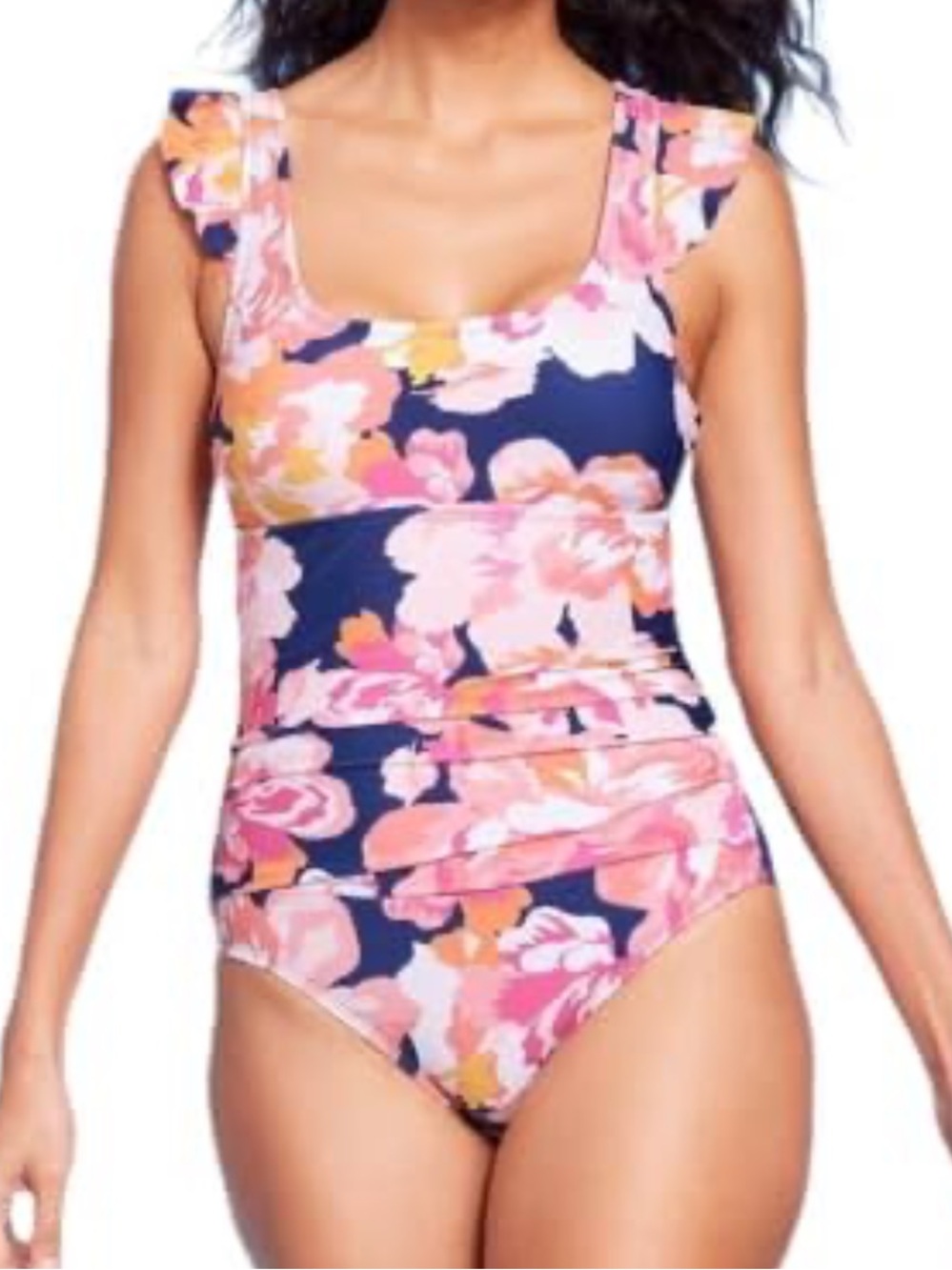 NWT! Women’s Kona Sol blue/pink floral print one piece swim suit 17